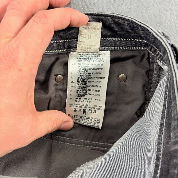 Diesel Thavar Jeans Men's 33x30 Black Stretch Denim Slim-Skinny Grunge Skater - Picture 9 of 14